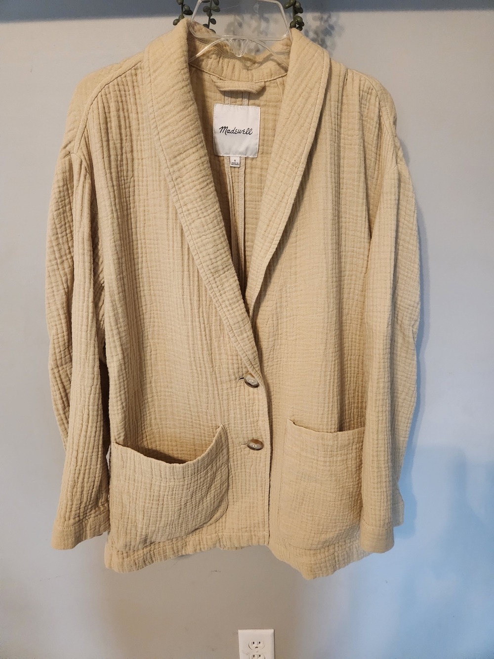 Madewell Lightspun Dorser Blazer, Beige, Womens, Small Oversized. 100% Cotton - Picture 2 of 5